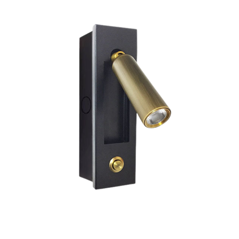 Aplique Led De Pared Para Dormitorio, Interruptor De Botón Empotrado, Rotación De 360° Y Plegado De 92° (latón + Negro)