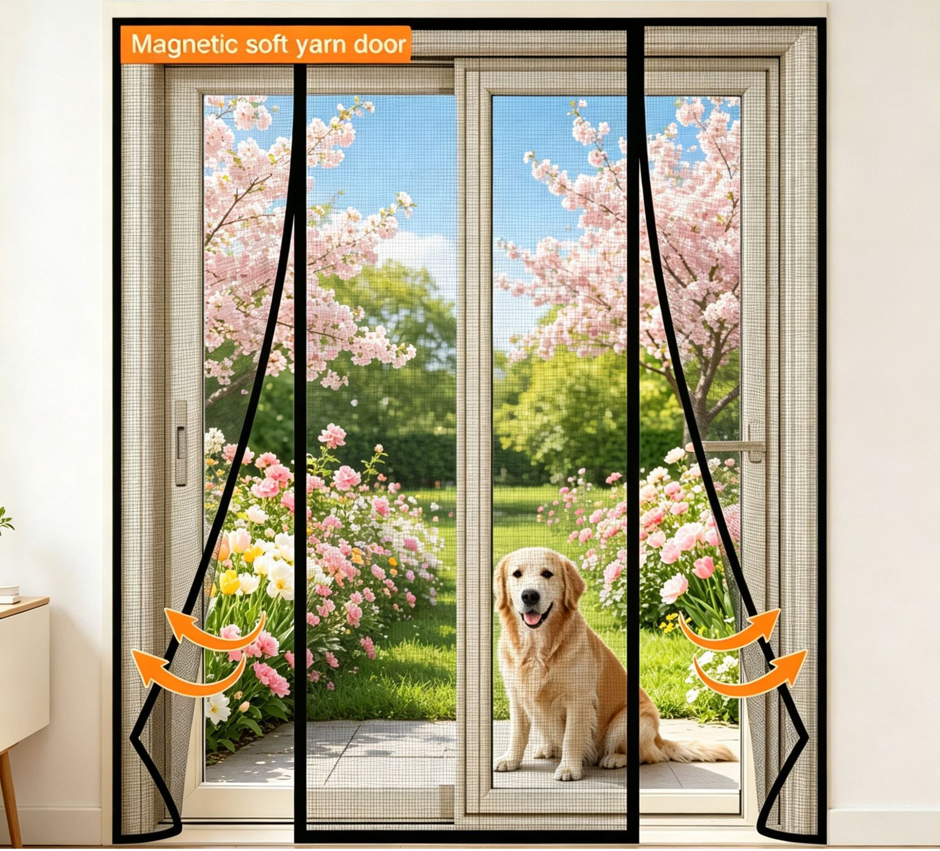 Mosquitera Magnética Con Puerta, 183 X 213 Cm, Con Mecanismo De Cierre Magnético Automático Para Mantener El Aire Interior Fresco, Color Negro.