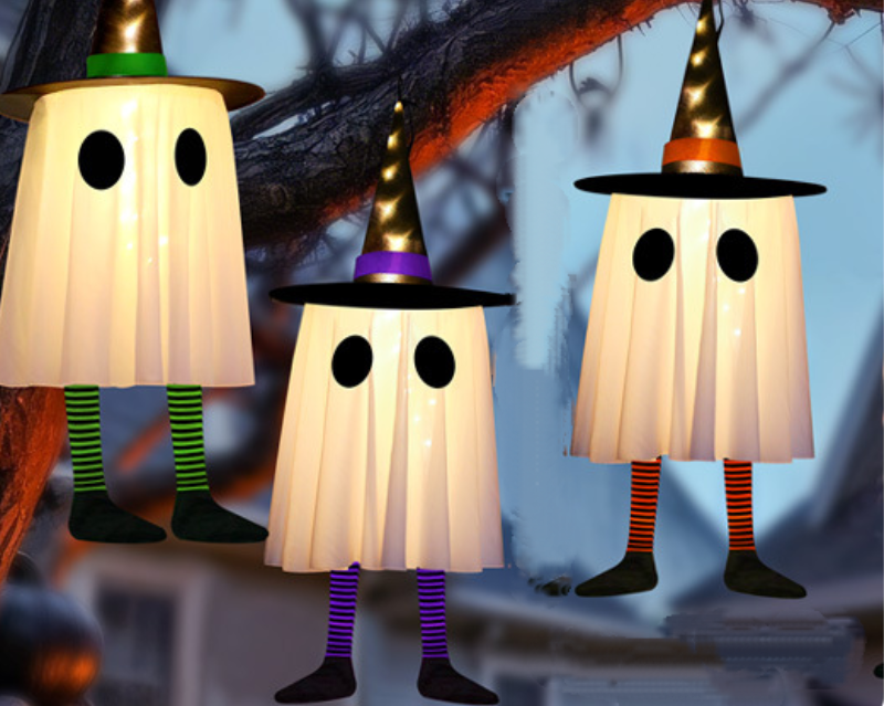 Guirnalda De Luces De Fantasmas Para Halloween, Juego De 3 Piezas, 3 Modos De Iluminación, Funciona Con Pilas, Perfecta Para Patios Y Jardines.