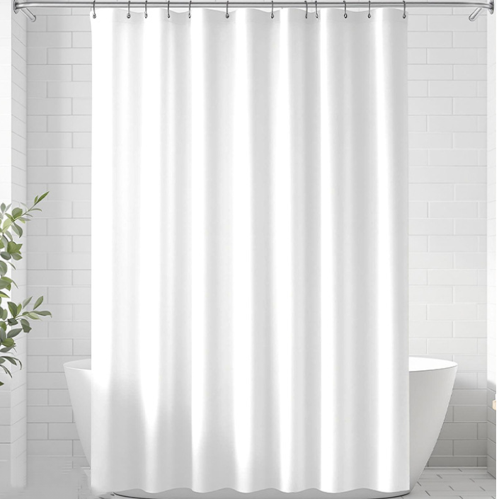 Cortina De Ducha Básica, De Tejido Impermeable Y Resistente Al Moho, Lavable A Máquina, 180 X 200 Cm, Blanca (opaca).