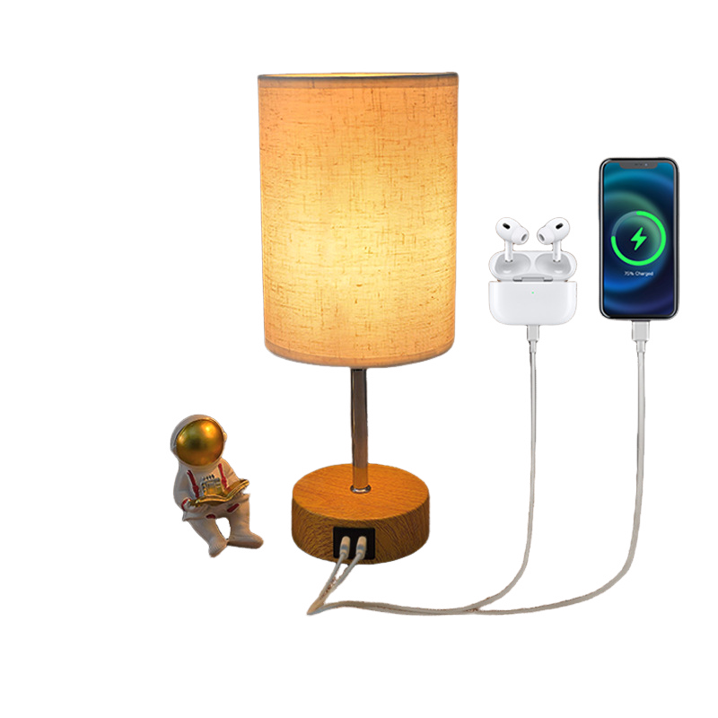 Esta Lámpara De Mesilla Táctil Cuenta Con Puertos De Carga Usb-a Y Usb-c, Tres Niveles De Ajuste De Luz Cálida Y Una Pantalla De Lino.