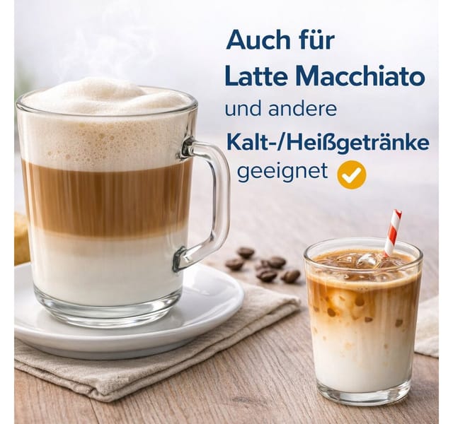 BigDean Latte-Macchiato-Tasse mit Henkel 230 ml klare Latte Gläser & Cappuccino Gläser Kaffeegläser, 6-tlg., Glas, Spülmaschinengeeignet, Mikrowellengeeignet, Stabiler Stand