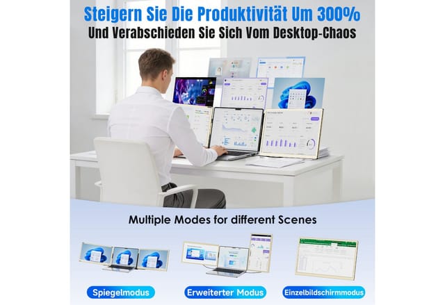 KEFEYA Dual-Screen-Laptop-Bildschirm-Extender Laptop-Bildschirmerweiterung Portabler Monitor (16 cm/15,6 ", 1920x1080 px, Full HD, 60 Hz, HDR, Als Einzelbildschirm nutzbar, kompatibel mit Windows, Android, Chrome)