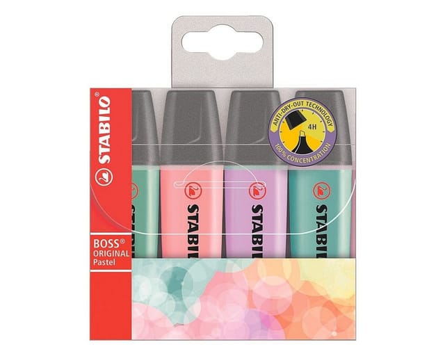 STABILO Marker BOSS® Original Pastell, (4-tlg), Textmarker Pastellfarben