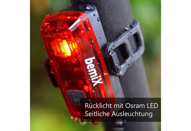 bemiX Fahrradbeleuchtung LED Fahrradlicht-Set StVZO Scheinwerfer & Rücklicht Batteriebetrieb, Helle LEDs, Energiesparend