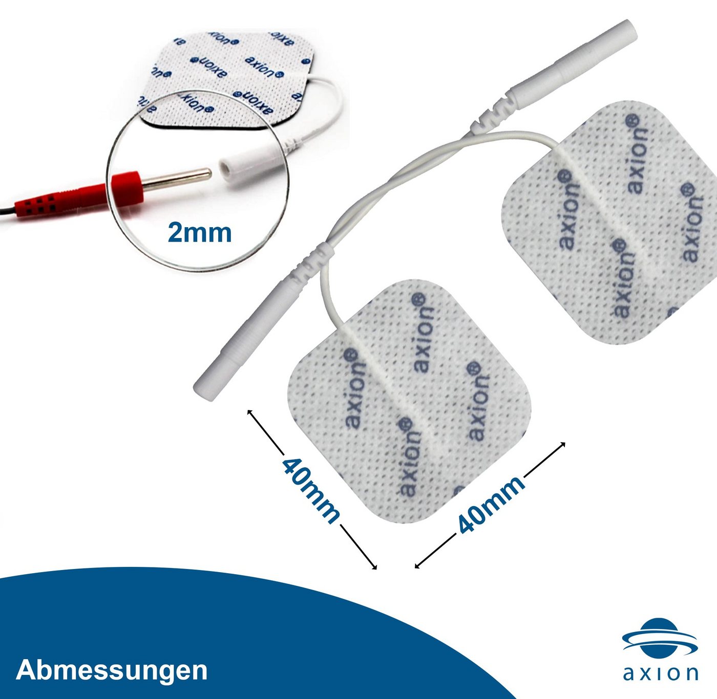 Axion Elektrodenpads passend zu Prorelax, Promed, axion - für Finger und Handgelenk, 8 St.,selbstklebende TENS EMS Elektroden, 2mm Steckanschluss Bild 3