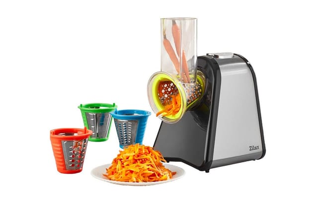Zilan Zerkleinerer ZLN-0498, 200 W, 4 verschiedene Aufsätze, Raspeltrommel aus Edelstahl