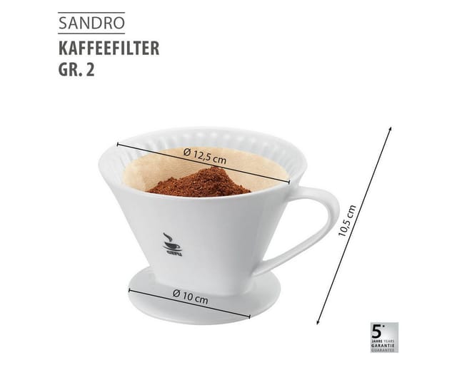 GEFU Handfilter Porzellan Kaffeefilter SANDRO Gr. 2 Dauerfilter Fi