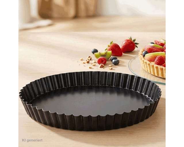 EUROHOME Backform Kuchenform rund mit Wellrand - Antihaftbeschichtung, (1-tlg), Obstkuchenform rund - Backform Kuchen antihaft