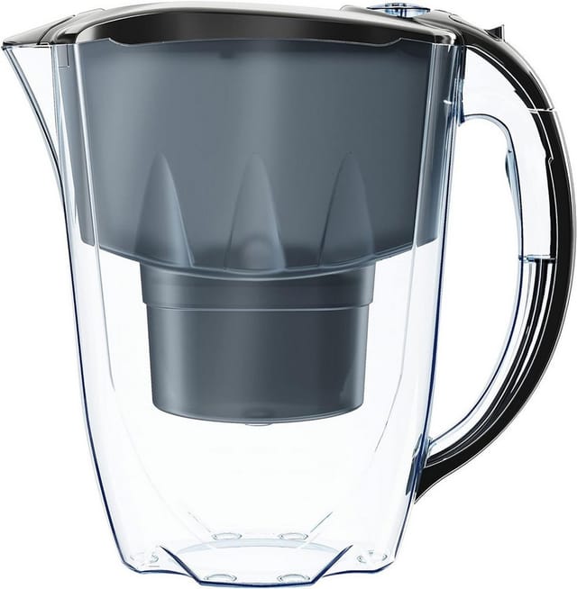 AQUAPHOR Wasserfilter SET Amethyst schwarz inkl. 3 Filterkartuschen MAXFOR+, Zubehör für Filterkartuschen MAXFOR+, +H hartes Wasser & MAXFOR+ Mg. Magnesium, Reduziert Kalk, Chlor & weiteren Stoffen. BPA frei