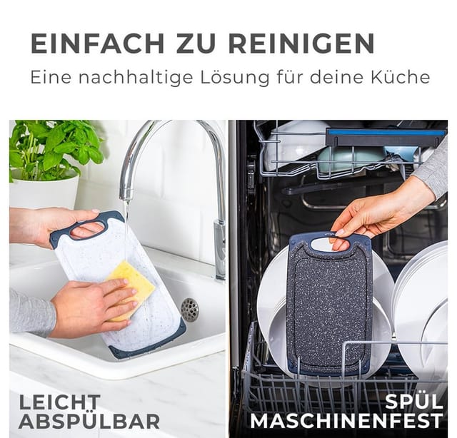 Exitoso Schneidebrett 6er-Set spülmaschinenfest, Kunststoff, (6-St), Brotzeitbrett Frühstücksbrettchen Brot Obst Steak rutschfest