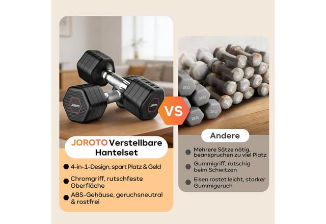 JOROTO Hantel-Set JOROTO Hantelset, 4-in-1 verstellbares zweiteiliges Hantelset, 2-5 kg