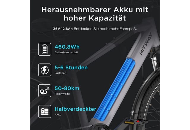 HITWAY E-Bike Cityrad, Trekkingrad,Mountainbike, Faltrad Elektrofahrrad 29 Zoll E-Mountainbike bis zu 50-80km, 7 Gang shimano, Kettenschaltung, E-MTB, Pedelec für Damen u. Herren mit APP NFC