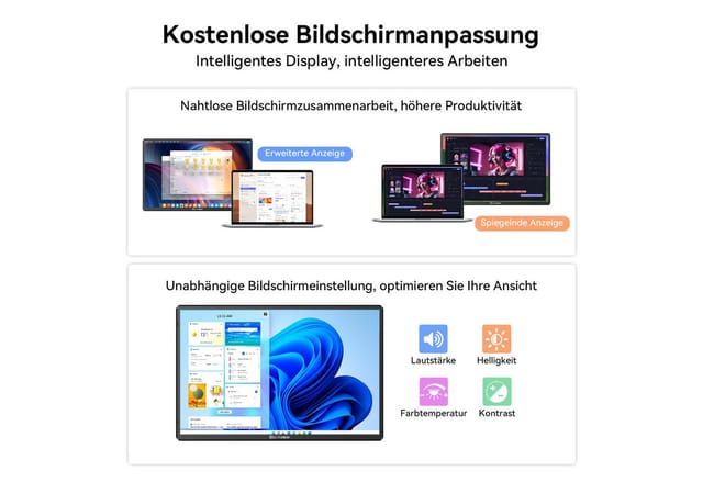 blackview 16 Zoll FHD Laptop Bildschirm Erweiterung Table 9, LCD, IPS, 1920×1200 Portabler Monitor (41 cm/16 ", 1920x1200 px, Full HD, IPS, 360°, Gaming Monitor, Kompatibel mit Windows/Mac/Android/ChromeOS)