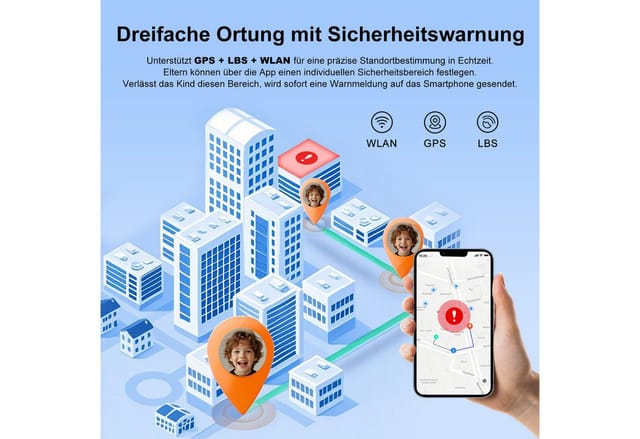 blackview Smartwatch Kinder mit SIM-Kartensteckplatz, LBS+WLAN+GPS-Tracker, 4G Smartwatch (1.75 Zoll, IOS/Android), Magnetisches Ladekabel, Smartwatch-Gehäuse mit Nackenband, Taschenlampe, SOS Notruf, Schulmodus, Telefonanruf, Sprachchat, IP67
