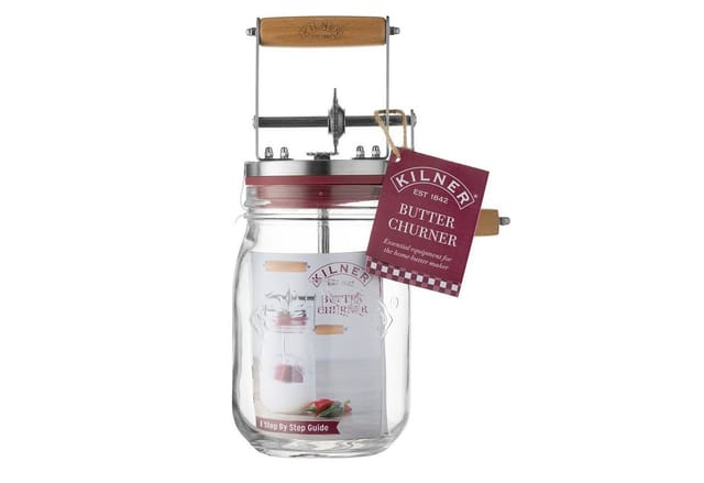KILNER Einmachglas Butterfass, Glas, Buchenholz, Edelstahl, Silikon