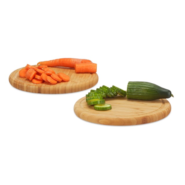 relaxdays Frühstücksbrett Frühstücksbrettchen Set 25 cm, Bambus, (2-St., 2er Set), 2er Pack