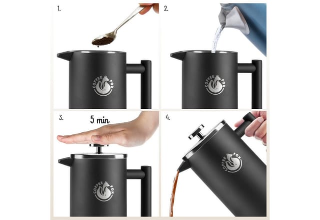 Coffee Fox French Press Kanne, Pressfilterkanne Französische Kaffeepresse