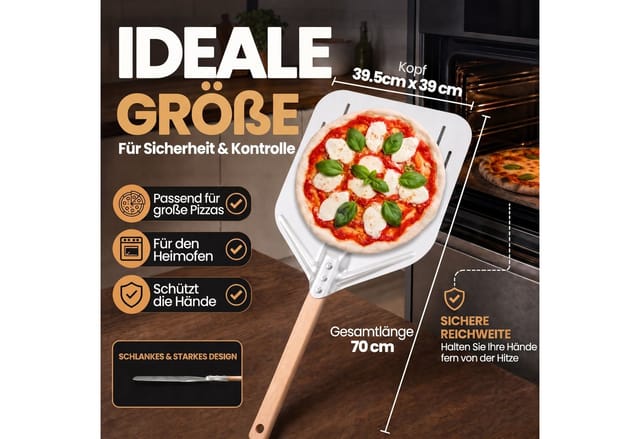 Dimono Pizzaschieber DIMONO Antihaft Pizzaschieber mit Holzgriff - Metall Pizzaheber, XXL