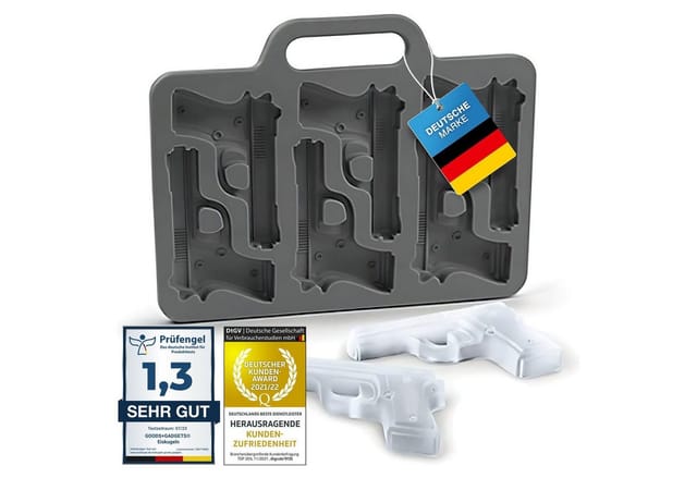 Goods+Gadgets Eiswürfelform GOODS+GADGETS Gun Eiswürfelform - Silikon Gun Eiswürfel Set für Drinks, Eis-Würfel-Maker