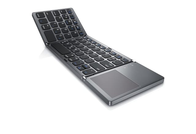 Aplic faltbares Mini Bluetooth Keyboard mit Touchpad im Super Slim Design Wireless-Tastatur (Multitouch-Gestensteuerung, QWERTZ, klappbar, für PC Smartphone Tablet)