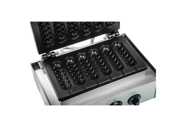 Royal Catering Waffeleisen Corn Dogs Maker Edelstahl Profi Waffeln Am Stiel Waffelsticks Gastro, 1500 W