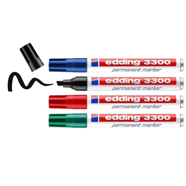 edding Permanentmarker edding Permanent-Marker '3300' farbsortiert, 4 Stk