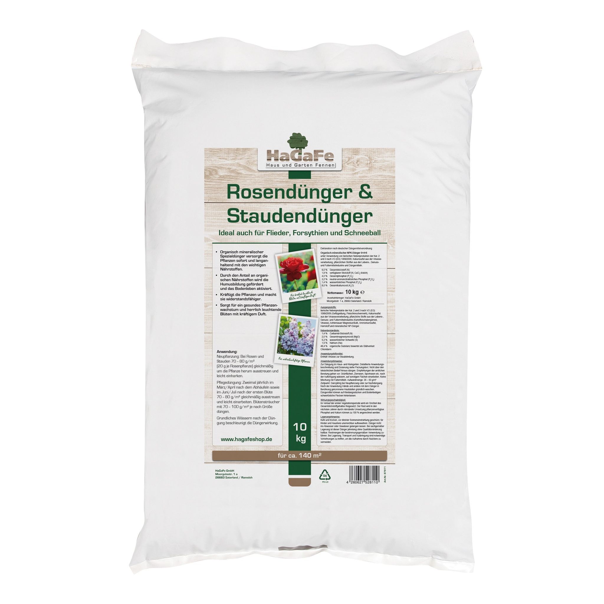 Hagafe Rosendünger & Staudendünger Ideal Auch Für Flieder Forsythien Schneeball 10kg (1 X 10 Kg)