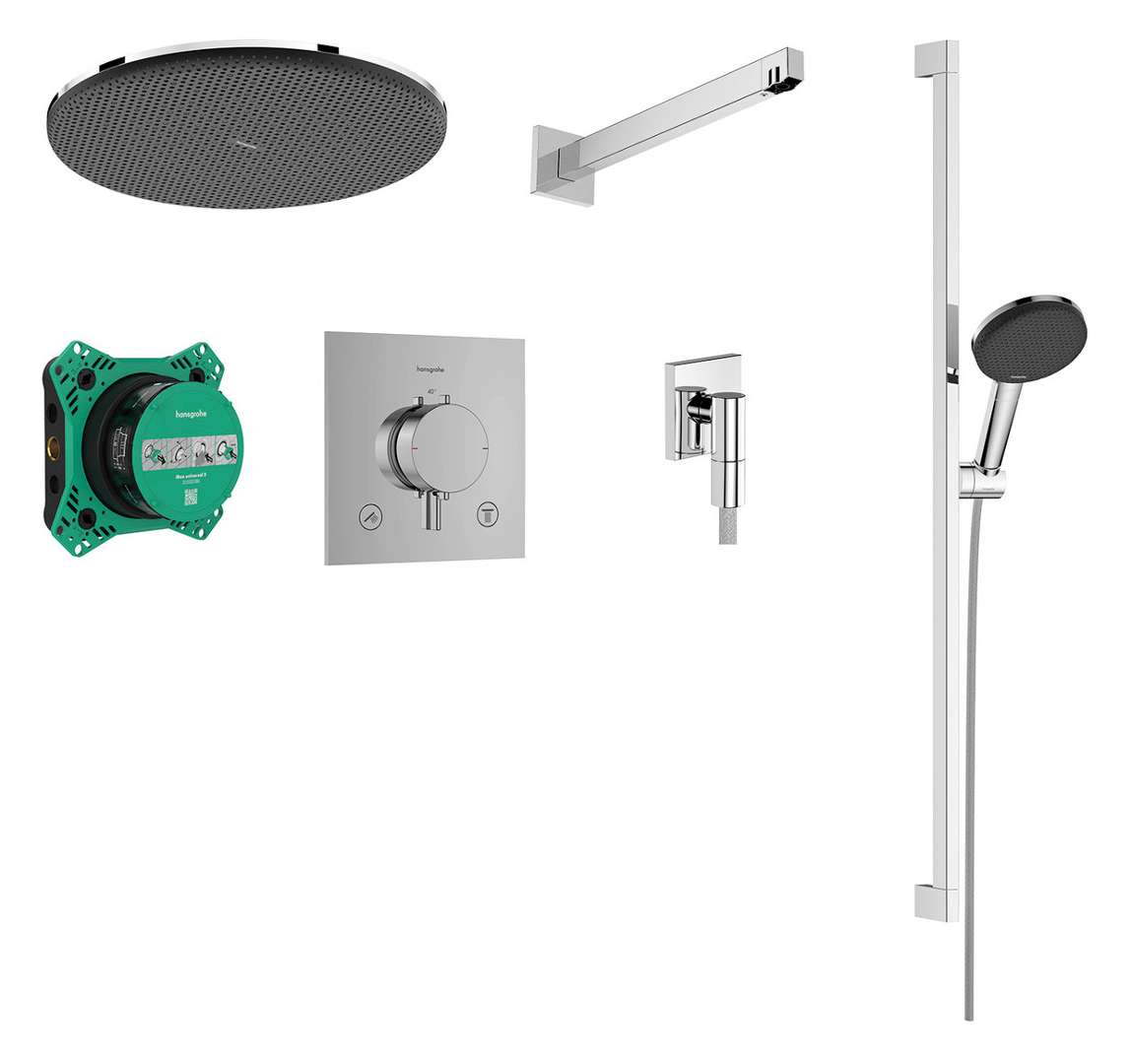 Hansgrohe Raindance Alive S - Brauseset Mit Unterputz-thermostat, Mit Einbaukörper, Durchmesser 30 Cm, 3 Strahlarten, Chrom 24622000