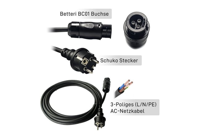 SolarMars Solaranlage Wechselrichter Betteri BC01 Kabel mit VDE Zertifikat, (Balkonkraftwerk Kabel 3 polig, mit Betteri BC01 Buchse(IP68), für Mikrowechselrichter