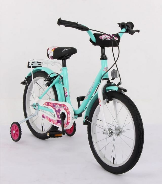 T&Y Trade Kinderfahrrad 18 Zoll Kinder Mädchen City Fahrrad Bike Rad Kinderfahrrad PASSION GRN, Gepäckträger, Stützräder