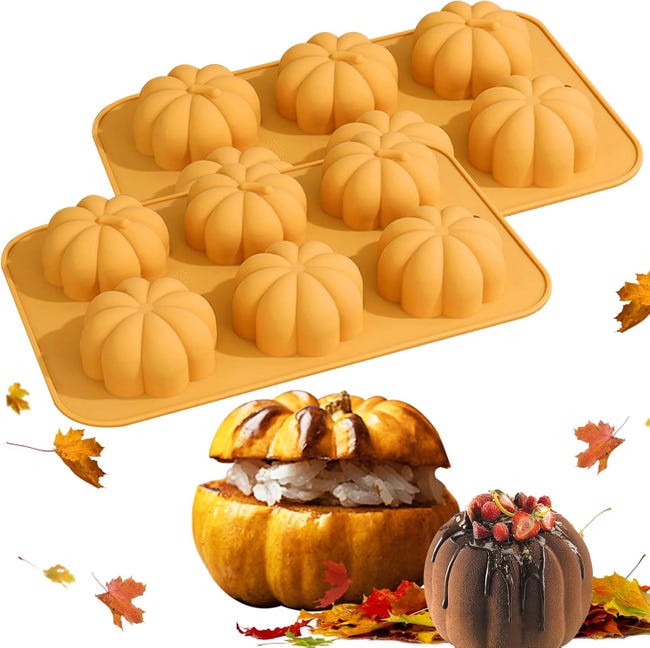 Set Mit 2 Silikon-kuchenformen Für Halloween, Mit 6 Kürbisförmigen Mulden