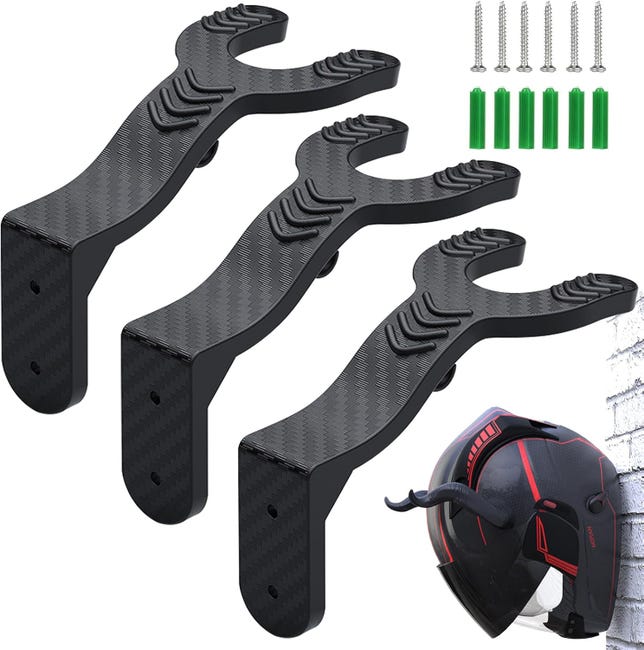 3-teiliger Motorradhelmhalter, Wandhalterung Für Motorradhelme, Mehrzweck-wandhalterung Für Zubehör, Inklusive Befestigungsschrauben, Für Hüte, Schlüssel Usw. – 39 %