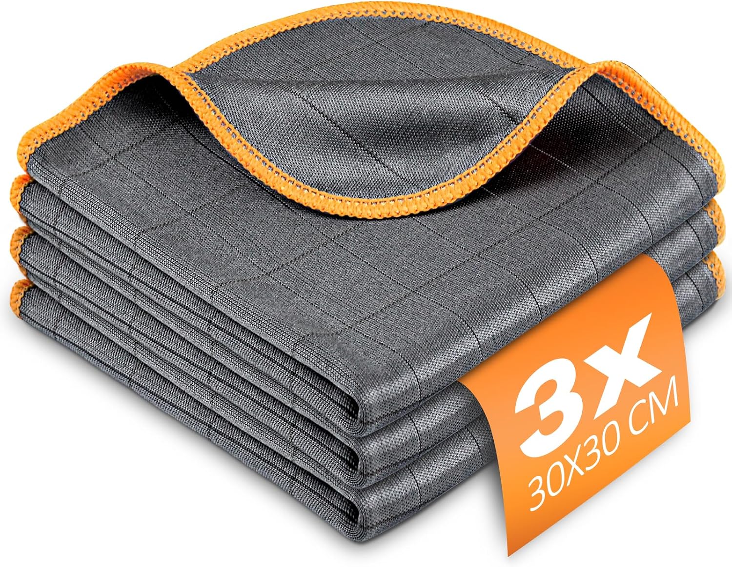400 G/m² Mikrofasertuch „carbon Magic“, Streifenfreies, Saugfähiges Poliertuch, Fensterputztuch Für Glas, Gläser, Geschirr, Küche, Haushalt, Auto, 30 X 30 Cm
