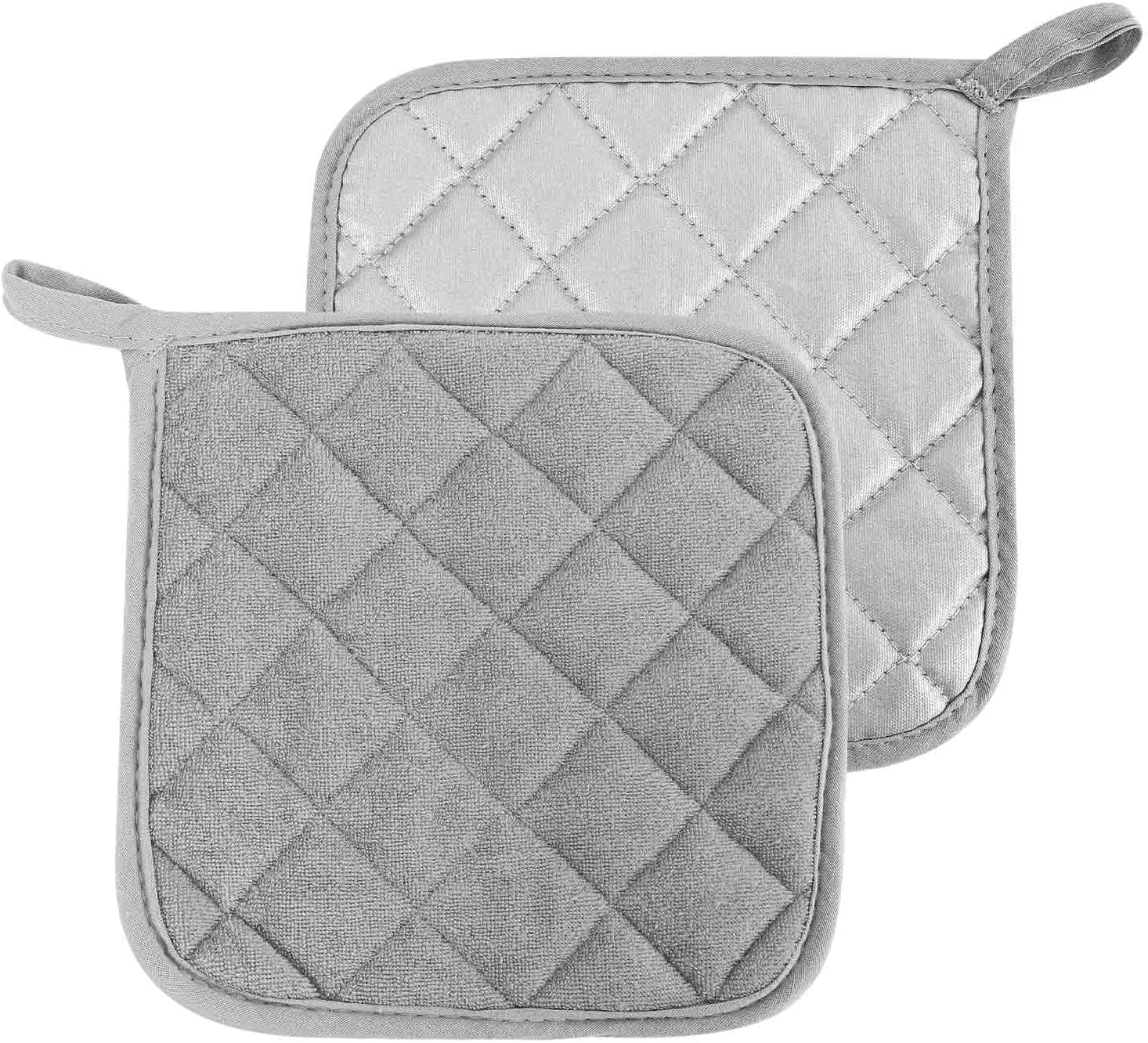 Topflappen Aus Baumwolle, Küchenaccessoires, Töpfe, Backofen, Hitzebeständig, Waschbar, Groß, 2er-set (hellgrau)