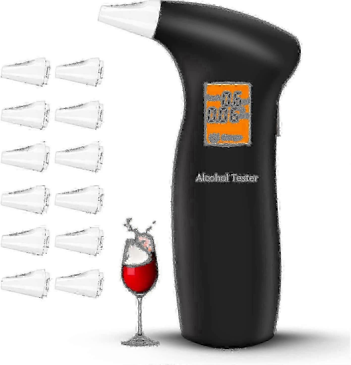 Polizeipräzises Alkoholmessgerät Mit 12 Mundstücken, Schnelles Und Professionelles Alkoholmessgerät Mit Hoher Genauigkeit Und Halbleitertechnologie.
