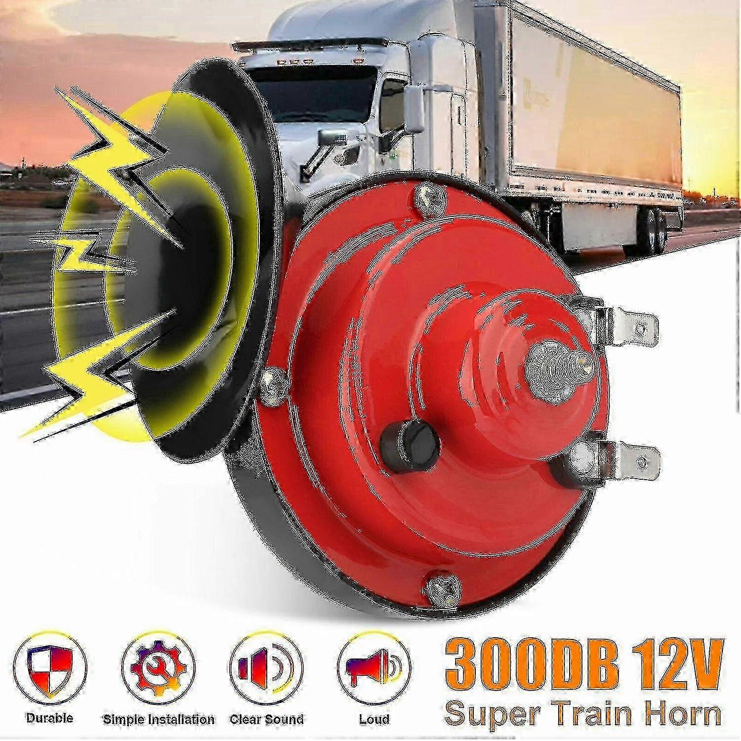 12v 300db Superlautes Zughorn, Wasserdicht, Für Motorrad, Auto, Lkw, Suv, Boot, Rot