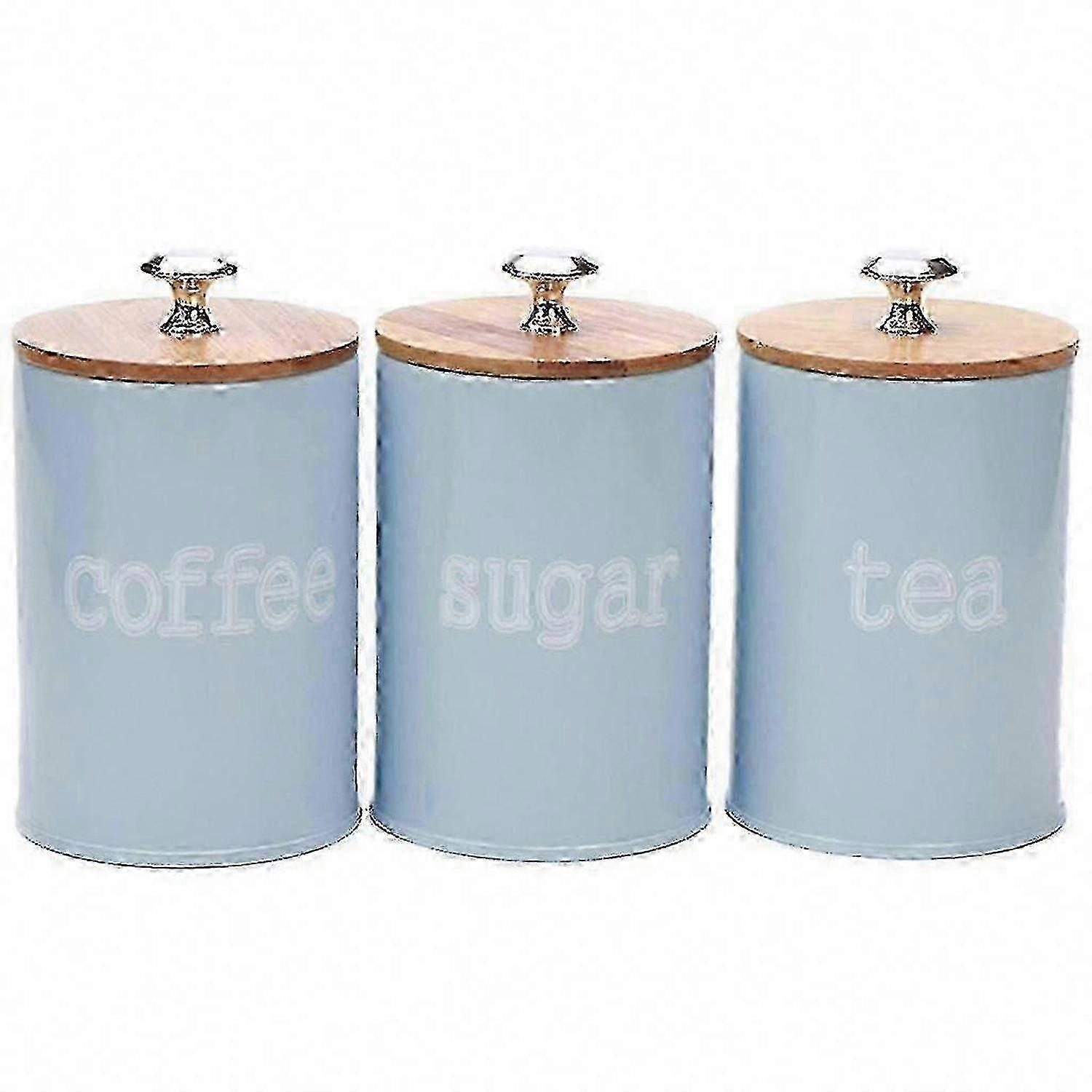 3-teiliges Set Luftdichter Küchenbehälter Zur Aufbewahrung Von Lebensmitteln, Kaffeebohnen, Zucker Und Mehl Blau