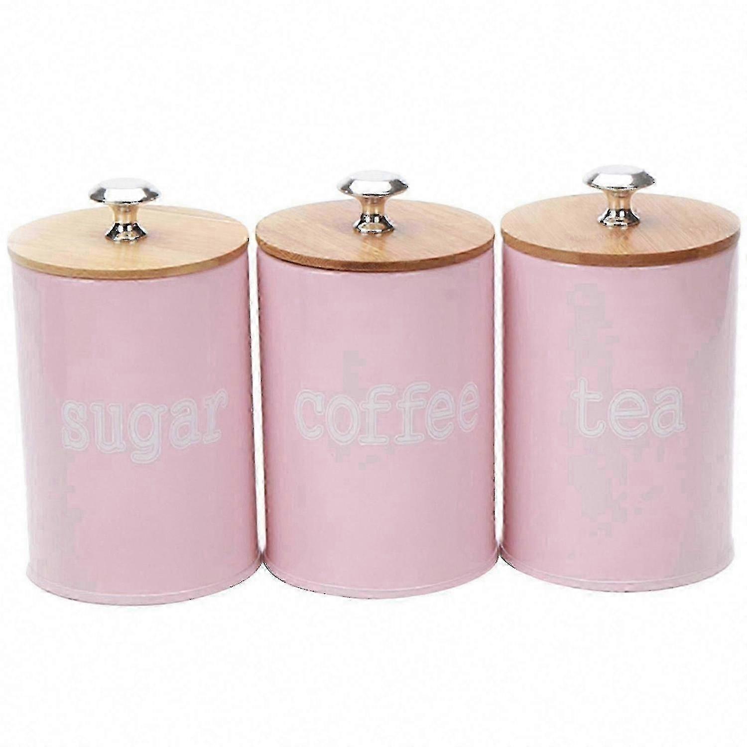 3-teiliges Set Luftdichter Küchenbehälter Zur Aufbewahrung Von Lebensmitteln, Kaffeebohnen, Zucker Und Mehl Rosa