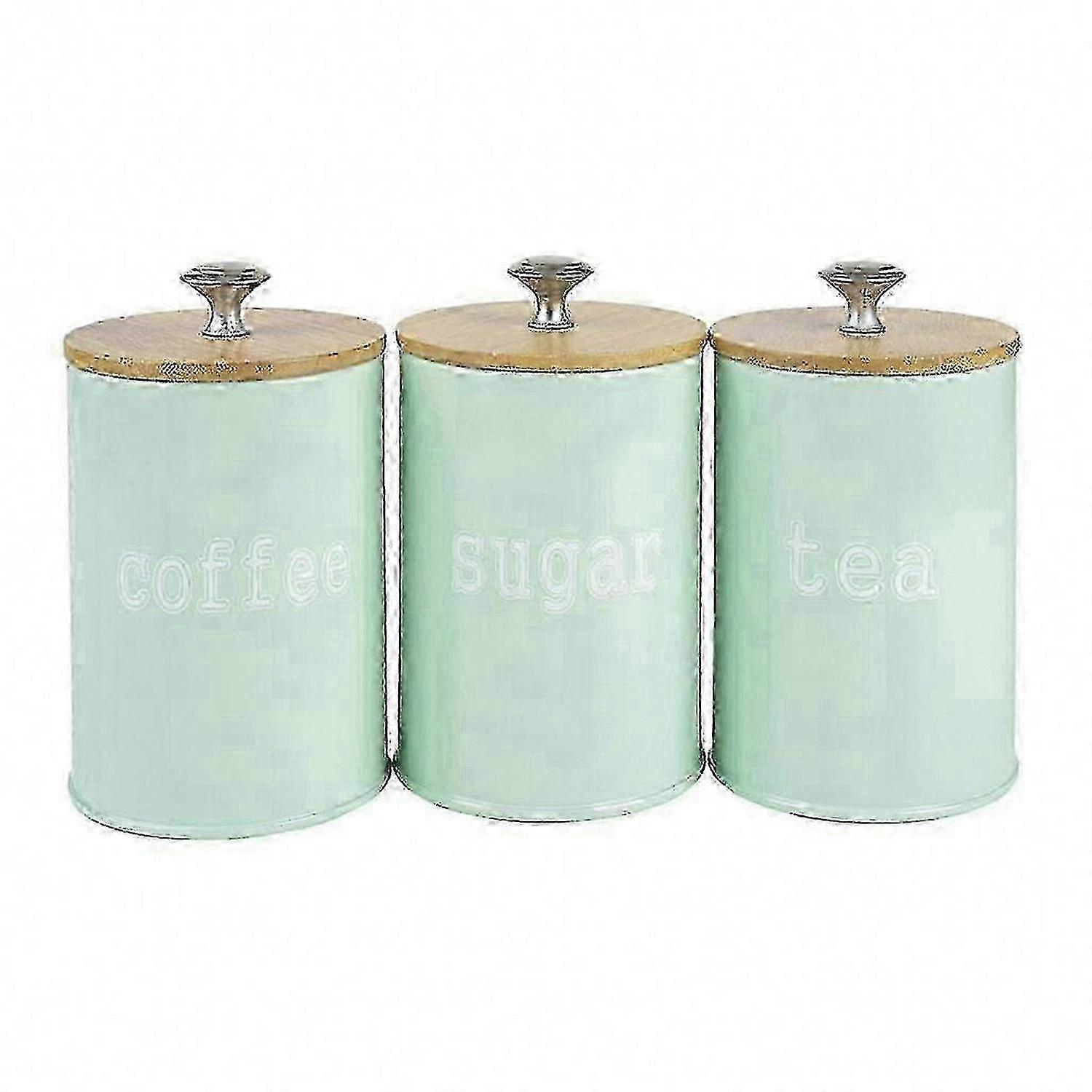3-teiliges Set Luftdichter Küchenbehälter Zur Aufbewahrung Von Lebensmitteln, Kaffeebohnen, Zucker Und Mehl Grün