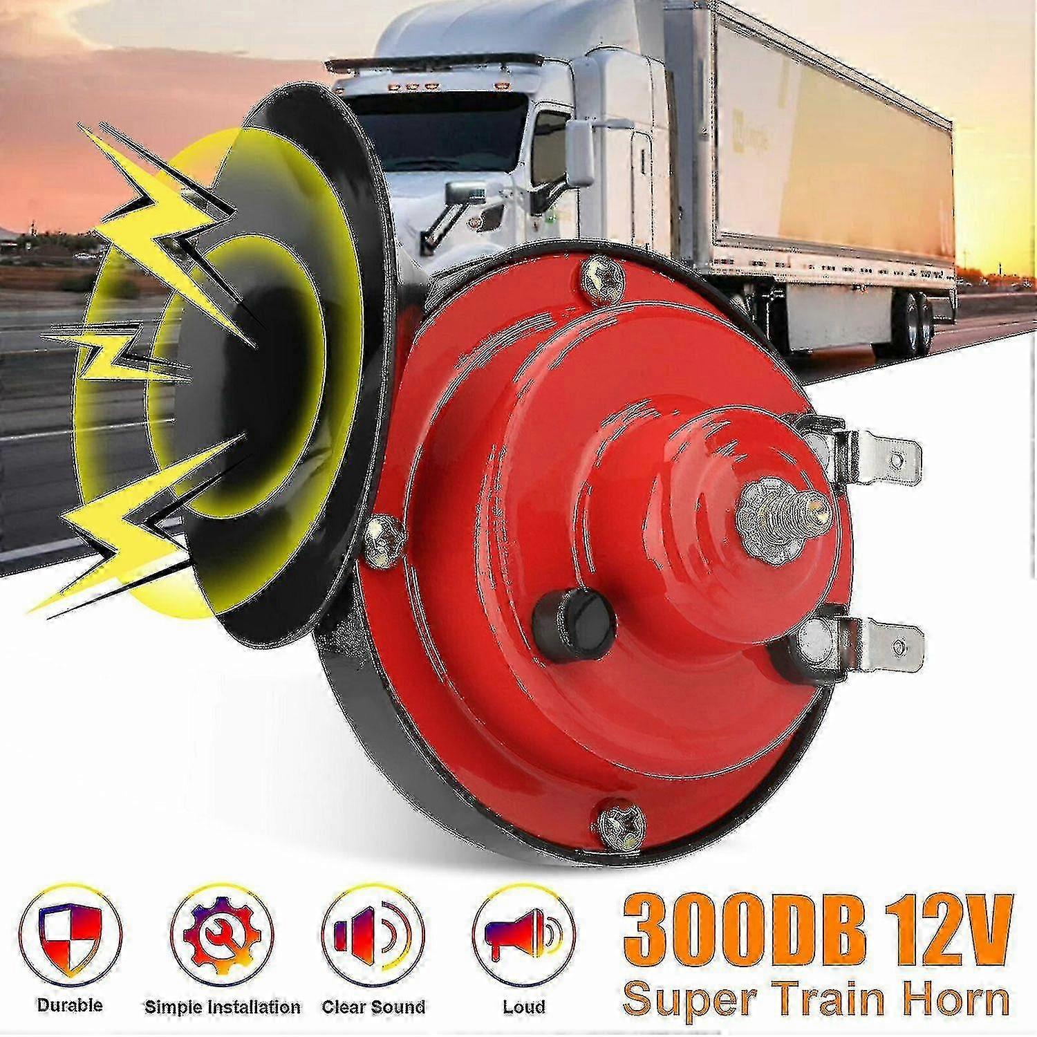 12v 300db Superlautes Zughorn, Wasserdicht, Für Motorrad, Auto, Lkw, Suv, Boot, Rote Edition C
