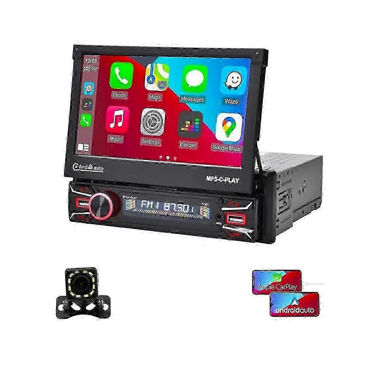 Single-din-autoradio Mit 7-zoll-touchscreen (motorisiert), Kabelloser Carplay- Und Android-auto-unterstützung, Bluetooth, Rückfahrkamera Und Usb-anschluss