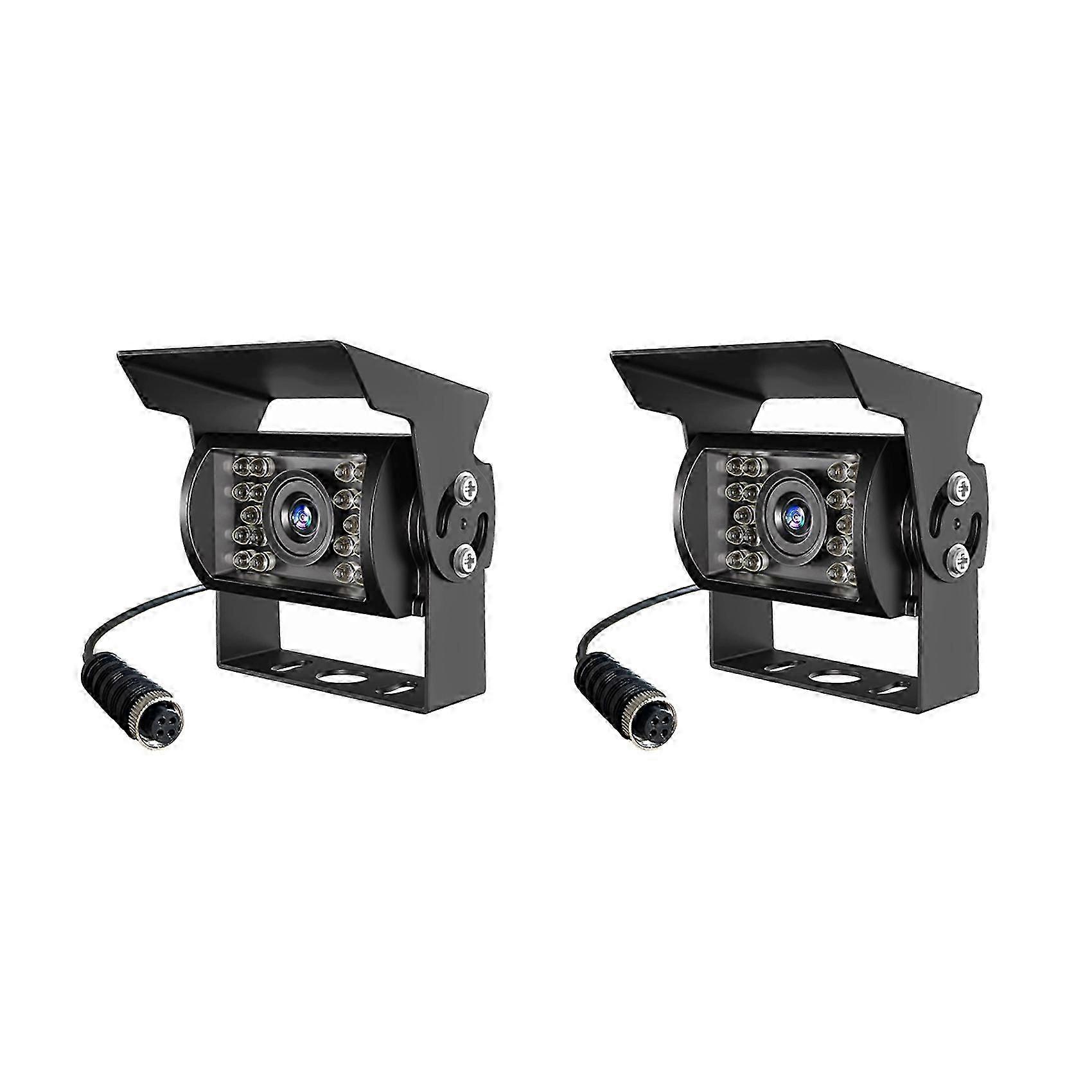 2x 1080p Hd Rückfahrkameras, Ip69 Wasserdicht, Weitwinkel-rückfahrkameras, Kompatibel Mit Monitor Für Lkws, Anhänger Und Pickups Schwarz