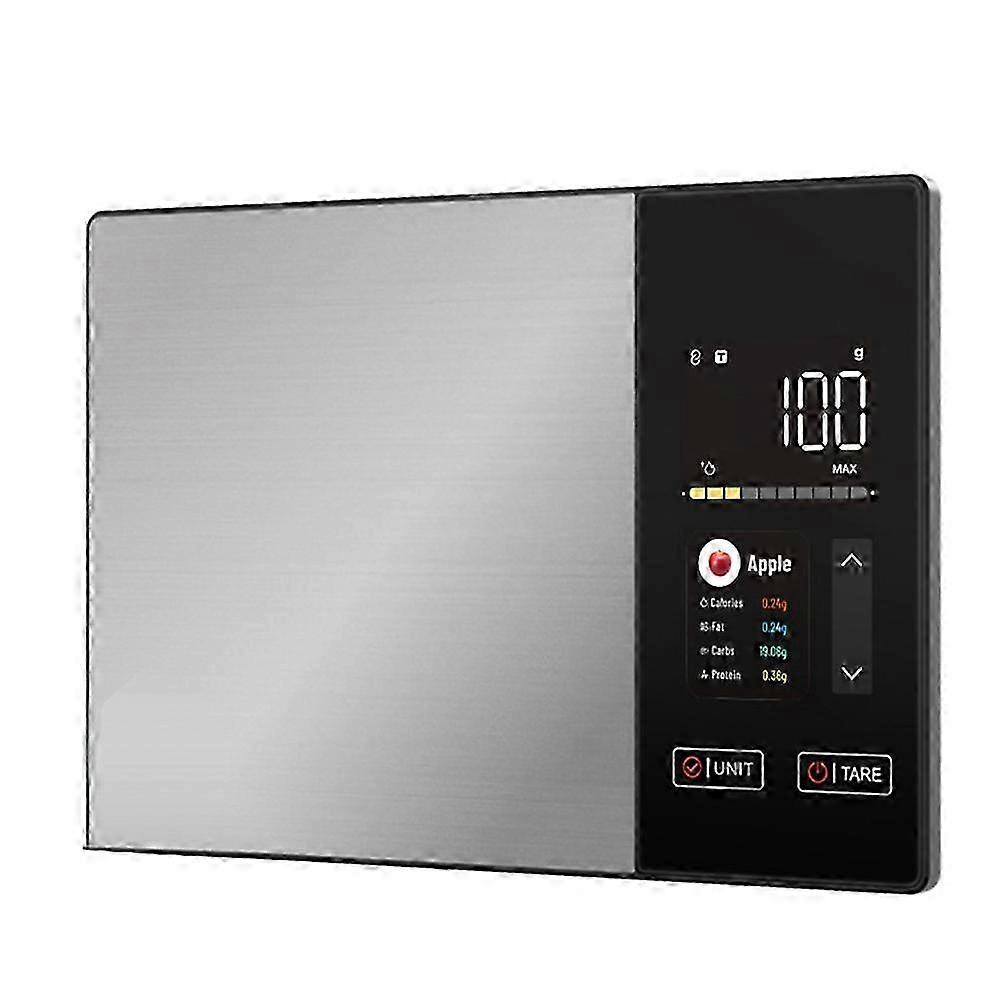 Küchenwaage Aus Edelstahl – Nährwertrechner Für Lebensmittel (kalorien, Eiweiß, Fett, Kohlenhydrate) – 5 Kg Gewicht – Für Gesunde Ernährung – Jh3 Silber & Schwarz