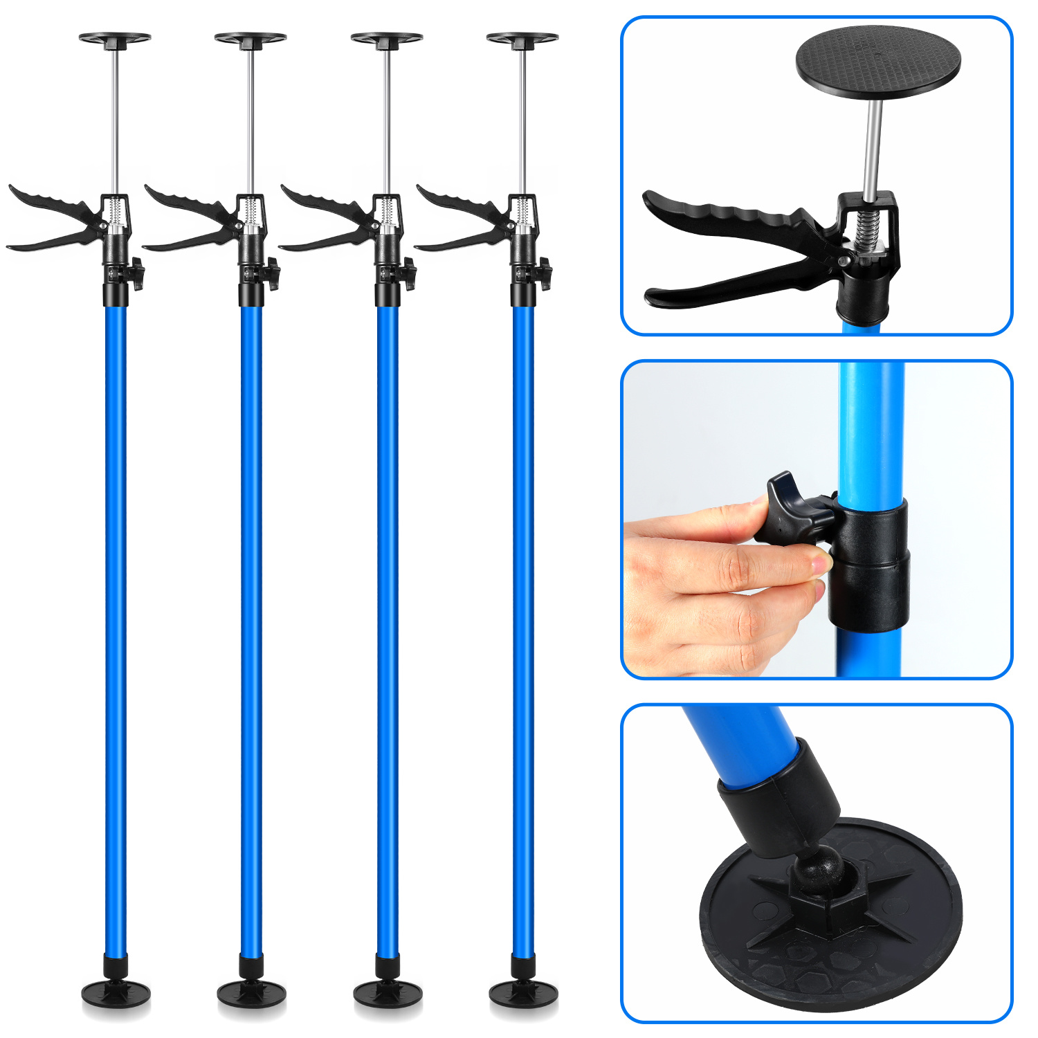 Jiubiaz 4 Teleskopstützen Mit Einhand Schnellspannung 115 Bis 290 Cm Aus Stahl 50 Kg Je Stütze Für Decke Wand Und Möbel