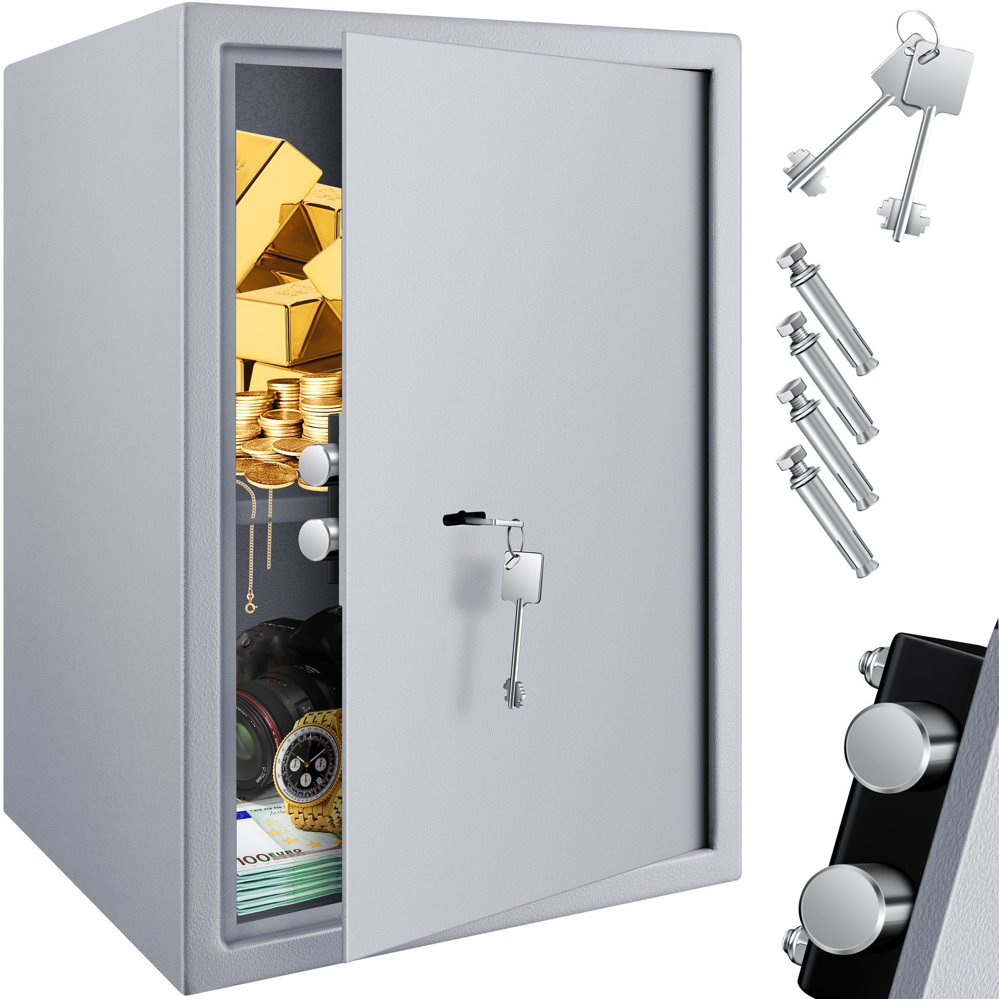 Kesser® Möbeltresor Mit Doppelbartschloss, 50 X 35 X 31 Cm - Silber