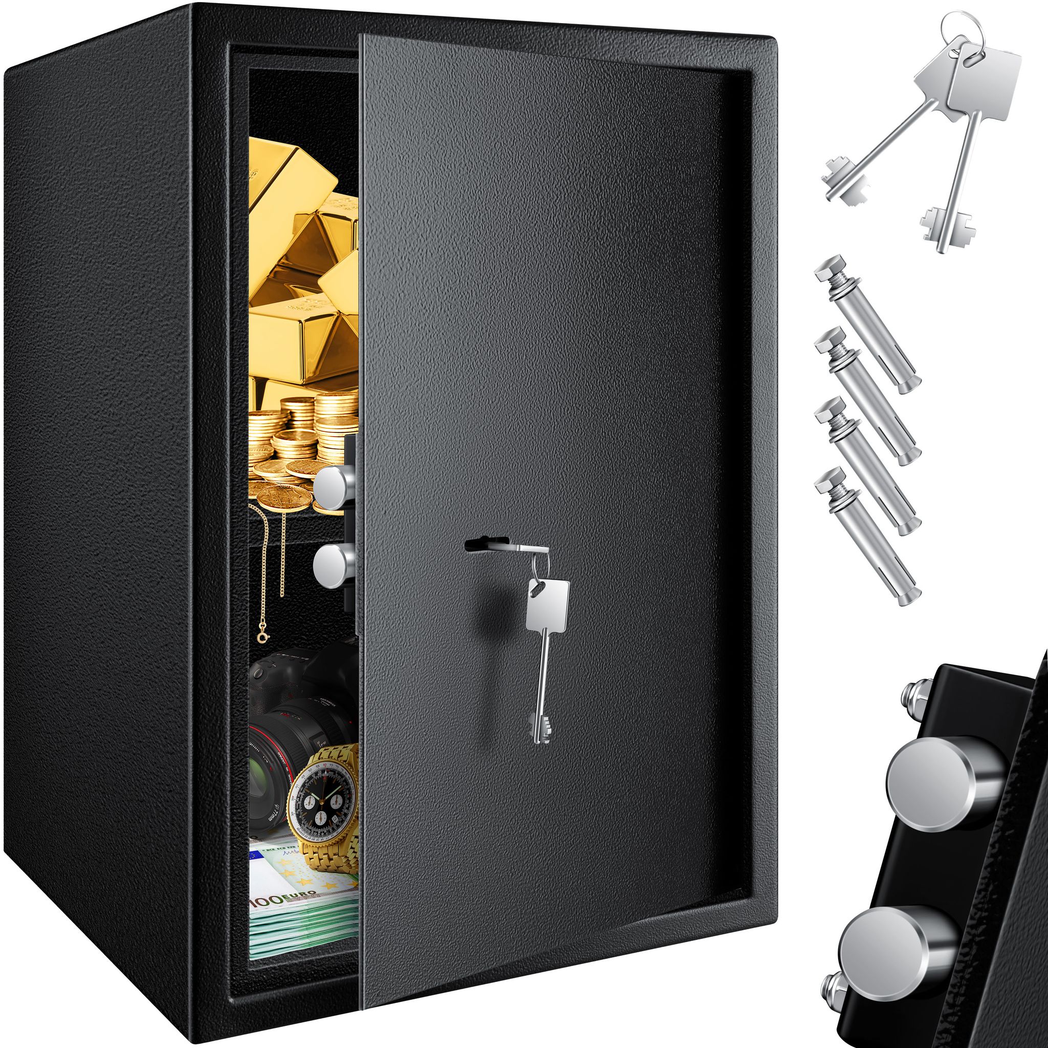 Kesser® Möbeltresor Mit Doppelbartschloss, 50 X 35 X 31 Cm - Schwarz