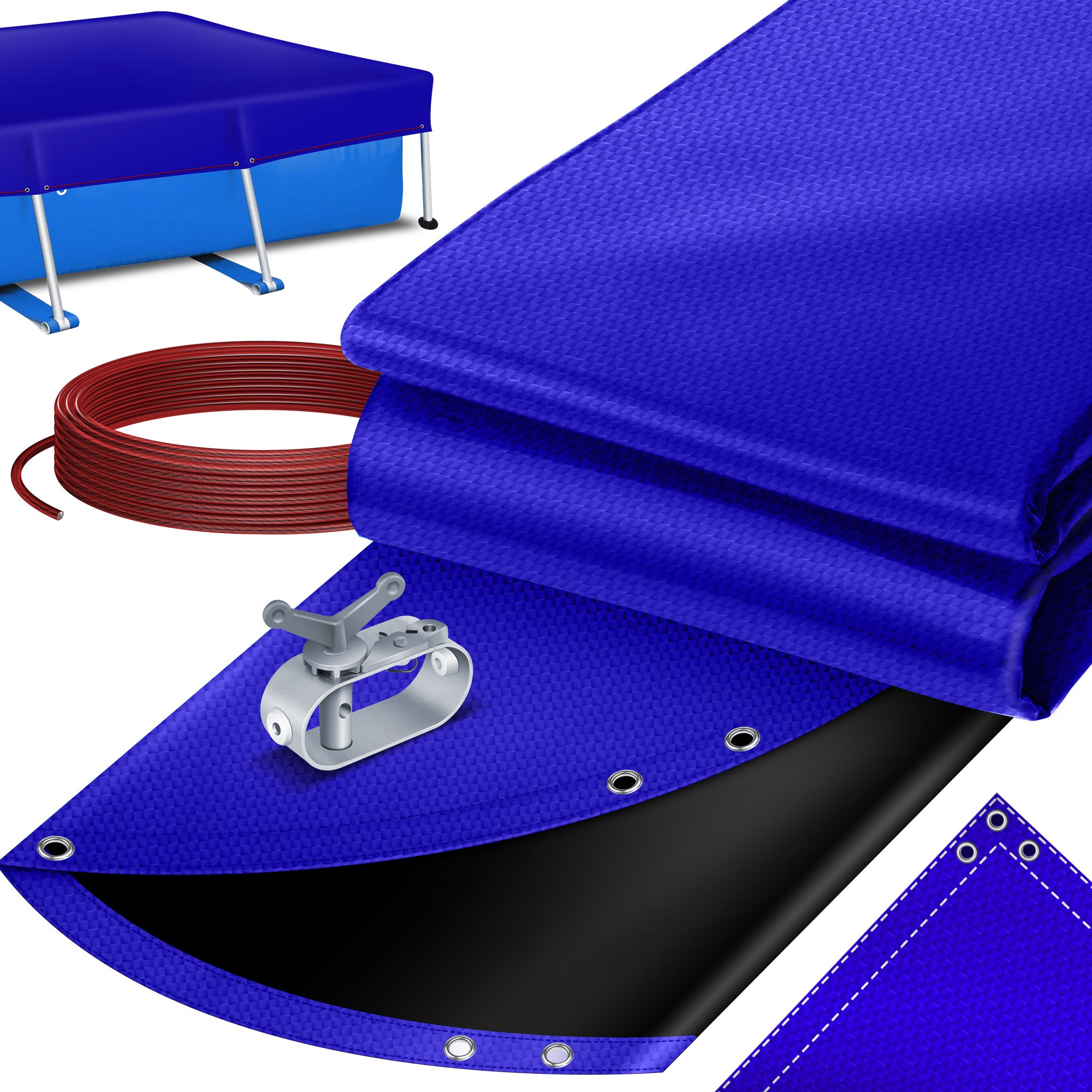 Kesser® Solar-poolabdeckung 200 G/m² Pe - Eckig 410 X 220 Cm, Blau / Schwarz