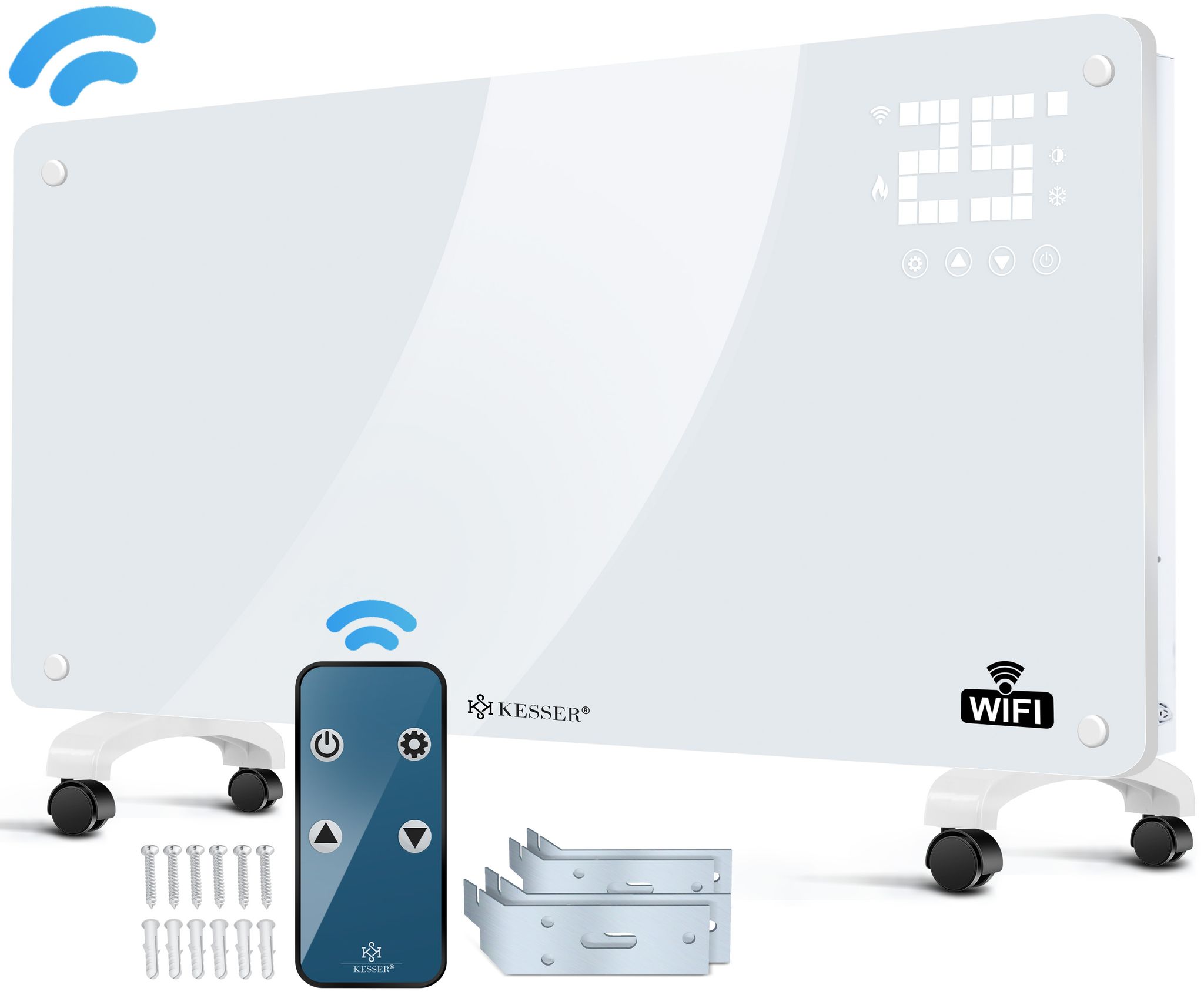 Kesser® Glaskonvektor 2500 W Mit Wifi/app Und Fernbedienung - Weiß