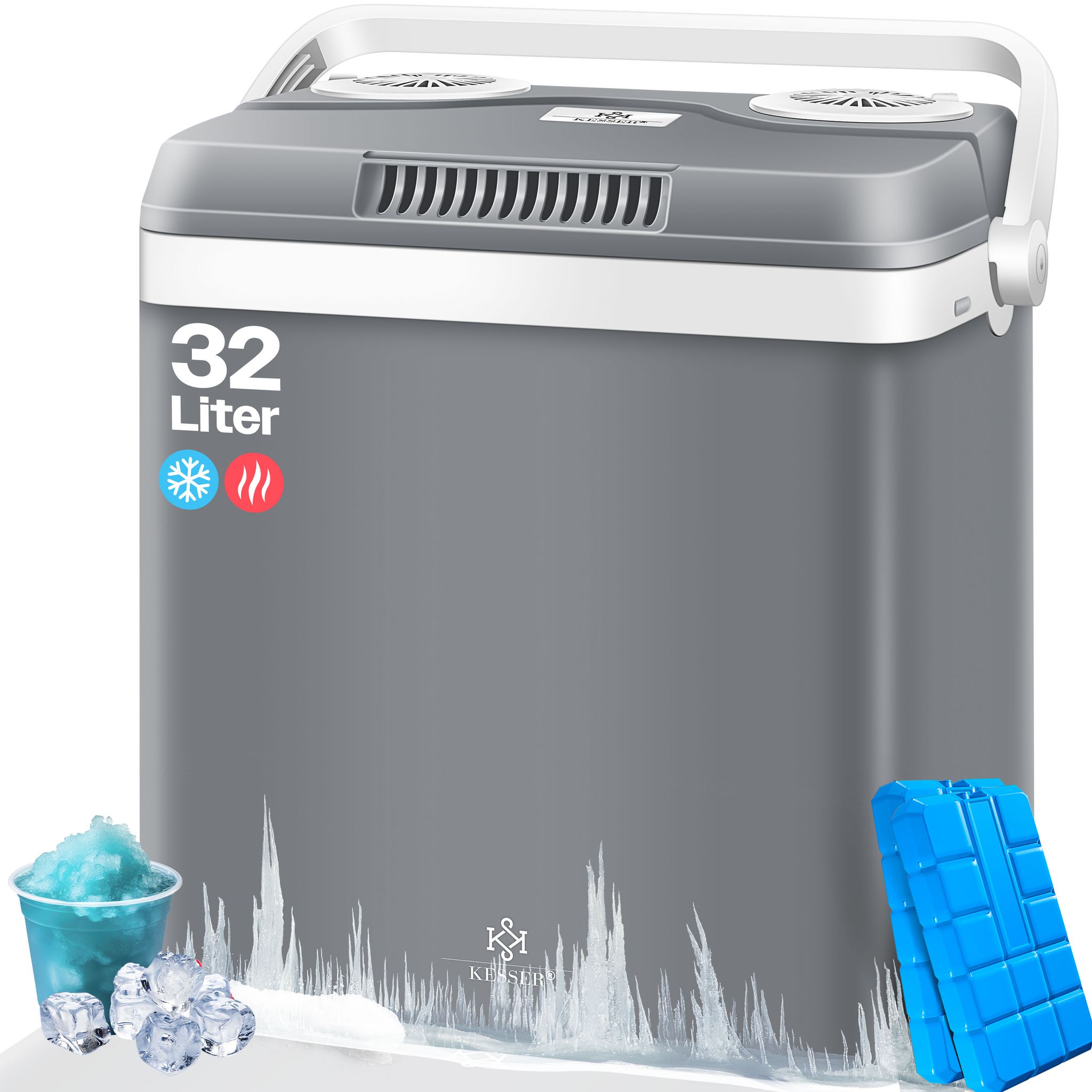 Kesser® Kühlbox, 12v/230v, Warmhaltebox - 32 Liter, Grau